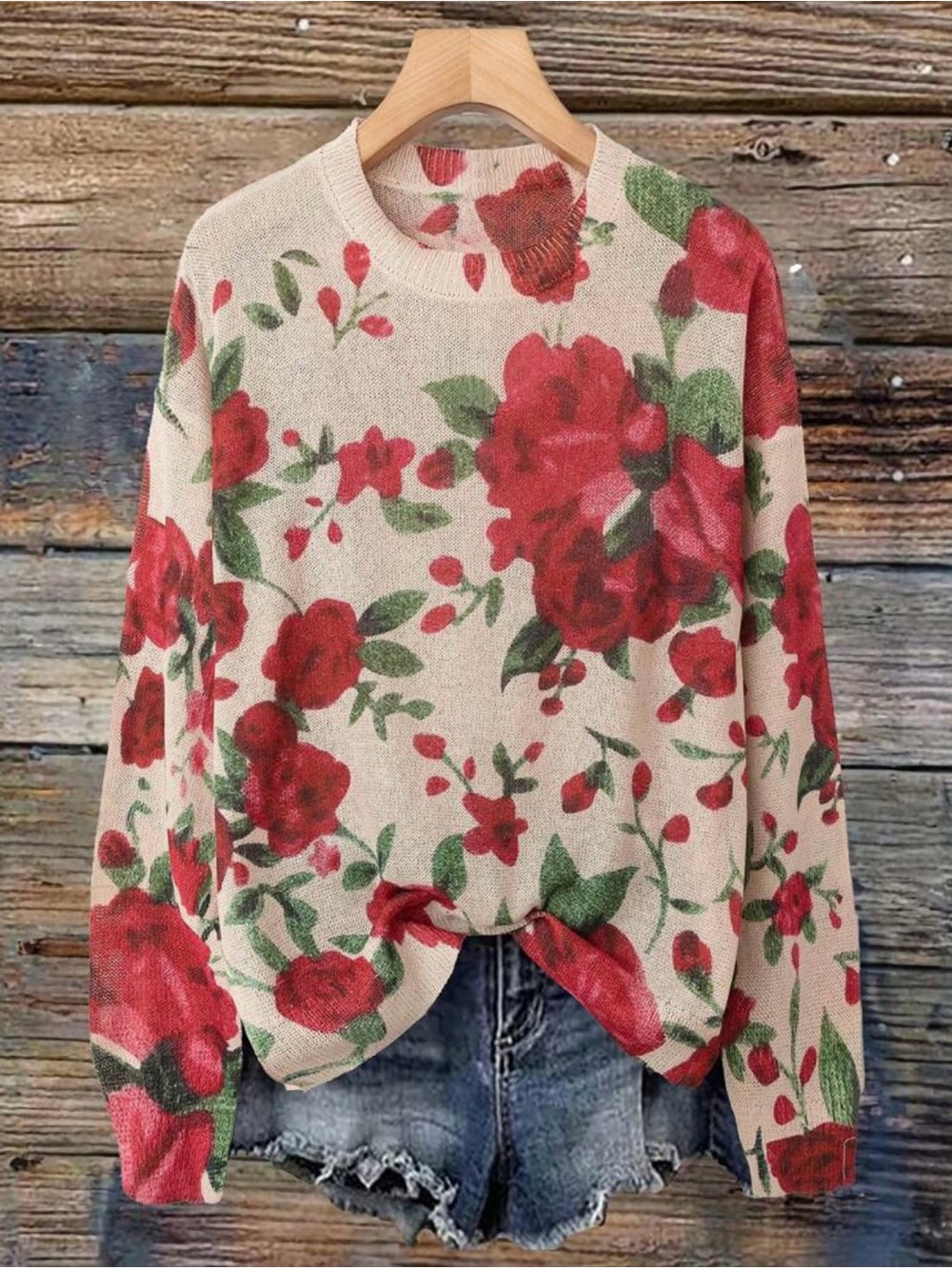 Floral Rose Print Sweater